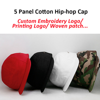 Gorro Snapback de cinco paneles sin estructura personalizado Gorras y sombreros de calle Gorra de campamento de 5 paneles en blanco