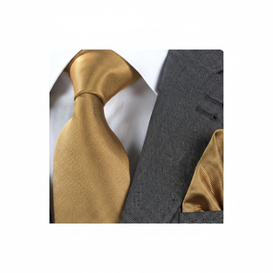 ชุดเนคไทโพลีเอสเตอร์สีทองพร้อมกระเป๋าสี่เหลี่ยมแฟชั่น corbata gravate krawatte cravatta - Product Image 2