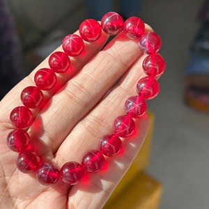 Pulsera de Cuentas Redondas de Alta Calidad de 8 mm con Rubíes Estrella, Pulsera de Rubíes Redondos de Primera Calidad para Mujer - Product Image 2
