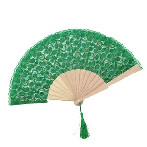 Abanico de Madera Plegable Chino Antiguo de 23 CM con Bordado Colorido, Abanico de Madera con Encaje para Danza - Product Image 6