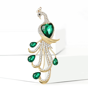 Nouvelle <span class=keywords><strong>broche</strong></span> en alliage, motif paon et phénix, ornée de strass, pour femme, à porter sur manche ou comme épingle, idéale pour cheongsam et soirées - Product Image 3