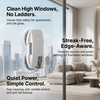 Robot de nettoyage de vitres électrique intelligent et sûr pour immeubles de grande hauteur, contrôlé par application, avec aspiration fiable, autonomie de 180 min, pour hôtels et foyers