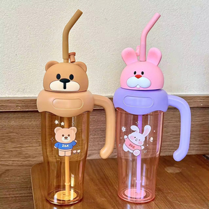 Nouvelle tasse à eau grande capacité, design élégant, avec paille, pour étudiants, résistante aux hautes températures, motif dessin animé, portable pour le bureau - Product Image 5
