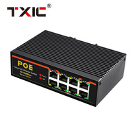 100M 8 port POE sakelar Ethernet industri 100Mbps tidak dikelola 35mm DIN rel sakelar jaringan POE