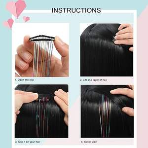 Paquete de 6 uds. Extensiones de pelo de oropel de hada brillante de 20 pulgadas, resistente al calor de pelo brillante oropel, hebras brillantes, accesorios para el cabello - Product Image 2
