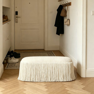 <span class=keywords><strong>Banc</strong></span> ottoman rembourré à franges <span class=keywords><strong>et</strong></span> pompons pour entrée, couloir, hall, avec siège, idéal pour changer de chaussures, en vente - Product Image 5