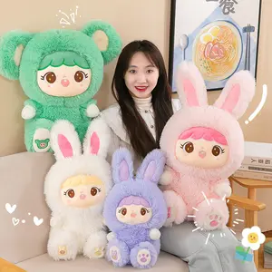 Stuffed Plush Animal Cartoon Plush Toy Wholesale Long Hair Rabbit Doll Plush Toy Children Sleeping Rabbit Throw Pillow Girls