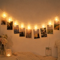 Guirlande lumineuse LED multicolore à piles avec 10 pinces, indice IP44, en plastique, 8 modes, pour chambre, fête et décoration cadeau