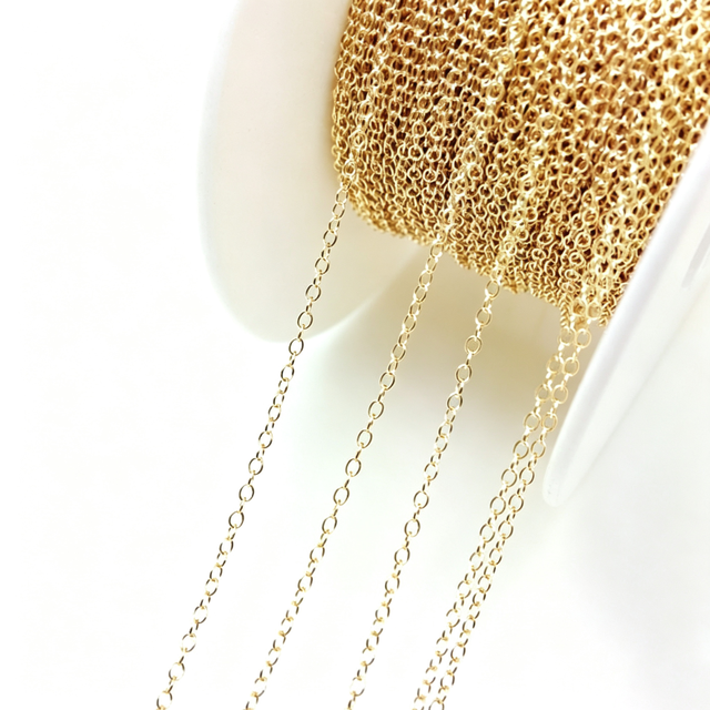 Wholesale 14K Premium Gold Cable Chain Round O-Chain for Jewelry Making Findings Gold Filled Cable Chain