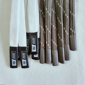 Custom Logo Woven Cotton <strong>Flat</strong> Drawstring With Plastic Tip Silicone <strong>Drawcord</strong> Coated Garment Fashion Hoodie Bag With Use For Shoes - Product Image 5