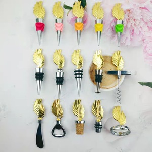 Gold Feather Wine Stopper Set Zinc Alloy Bottle Decorative Party Tableware Luxury Style 15 Pcs - Product Image 1