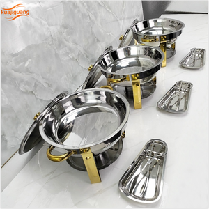 Ensemble de réchauds ronds en acier inoxydable pour traiteur, service de buffet - Product Image 4