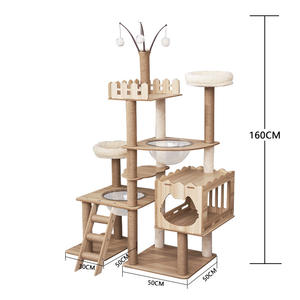 Toptan lüks Modern kedi ağaç evi çok seviyeli Sisal halat ahşap kedi kulesi tırmanma karton paketlenmiş Pet tırmalama oyuncak - Product Image 1