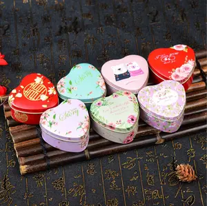 Heart-shaped Tinplate wedding candy box 7*7*4cm color printing tinplate packaging gift box tin box factory in China