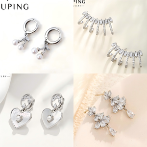 Collection de boucles d'oreilles de luxe XUPING, plaquées or, <span class=keywords><strong>double</strong></span> cœur, grandes boucles d'oreilles à zircon, boucles d'oreilles glamour pour femmes, boucles d'oreilles de soirée - Product Image 6
