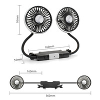 Ventilateur de voiture YATE 2026 F310X 10W 3,5 pouces avec double tête et tuyau flexible pour siège arrière, accessoire portable USB