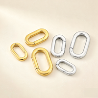 Fermoir à ressort ovale poli en acier inoxydable 316L, finition or PVD 18K, pour colliers, vêtements et bijoux faits main DIY