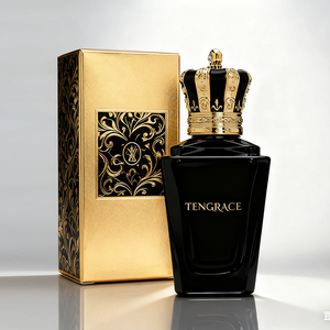 Botella de Perfume Cuadrada Mate de Lujo de 50 ml con Pulverizador, Tapa Dorada, Logotipo Personalizado, Caja de Perfume con Degradado, Embalaje para Aceite de Perfume - Product Image 1