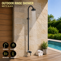 Juego de ducha de pared para exteriores, negro mate, con grifo de cuello de cisne, para piscina, playa, jardín, venta al por mayor de fábrica