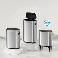 Poubelle à pression manuelle en acier inoxydable de grande capacité 50L, bac à déchets à pression manuelle pour la cuisine