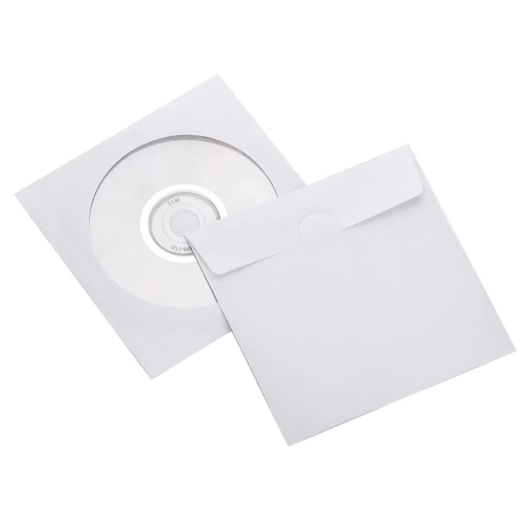 Белый бумажный конверт для CD DVD конвертов с окном пластиковые втулки для хранения дисков для CD