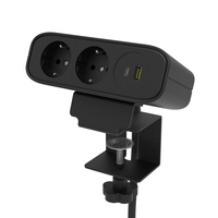 OMNI Bureau de charge intelligent moderne avec pince de fixation au bord du bureau, prise de table avec 2 prises et ports USB pour le bureau