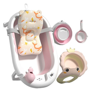 6 Pieces <b>foldable</b> Baby Bathtubs Set for baby spa Tubs for Kids Bathroom Use Plastic Child Wash Shower Set baby <b>bath</b> tub - Product Image 2