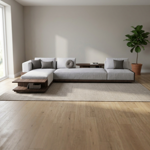 Modern Sectional <b>Sofa</b> L Shaped Living Room Couch Upholstered Corner <b>Sofa</b> with Dark Wood Base - Product Image 4