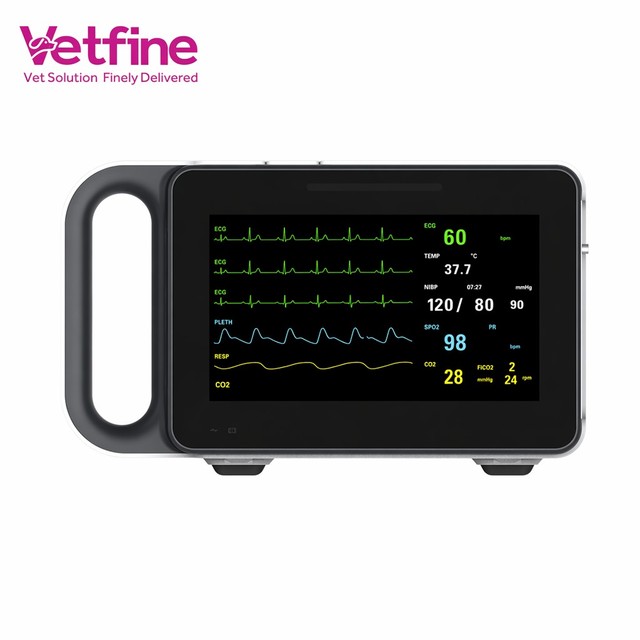 Portable Veterinary Vital Signs Monitor 12.1 Inch TFT LCD Handheld Pet Patient Monitor with ECG NIBP SPO2 RESP TEMP PR for Dog