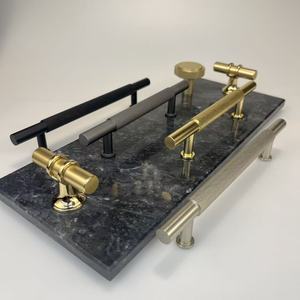 Poignée de tirage moletée en aluminium AJ HANDLE-T BAR pour porte d'armoire de cuisine, finition laiton brossé, chrome, ou bronze canon - Product Image 5