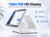 Systèmes de point de vente à écran tactile capacitif double 15,6''+11,6'' très demandés, systèmes POS Windows, caisse enregistreuse POS pour les entreprises de vente au détail