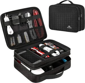 Échantillon gratuit Sac organisateur de câbles électroniques - Sac de rangement portable à double couche pour accessoires électroniques numériques - Product Image 1