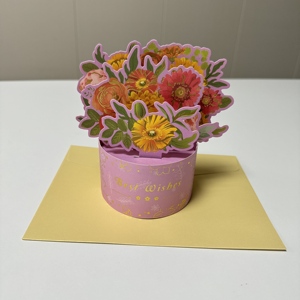 Cartes de vœux pop-up découpées au laser avec motif floral, avec enveloppe et petite carte – Offre spéciale - Product Image 2