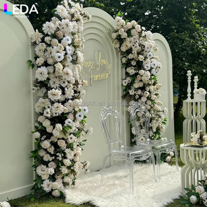 LEDA Decoración para Eventos de Boda, Juego de Tres Piezas de Flores Colgantes de Acrílico Blanco Clásico y Simple, Fondo para Arco de Boda - Product Image 4
