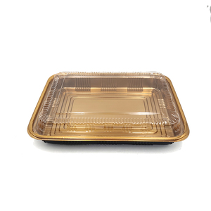 JY-830 Milieuvriendelijke gouden rechthoekige lunchbox met deksel, voedselverpakking, groothandel, zwarte kunststof - Product Image 5