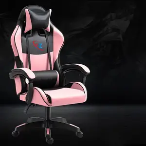 Factory wholesale leather reclining gamer chair LED light RGB heavy duty commercial LOGO customized gaming chair