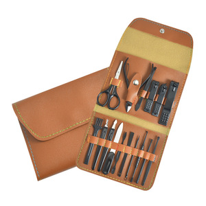 Hot 16Pcs En Acier Inoxydable Professionnel Coupe-Ongles Ensembles Mens Nail Toilettage Kit <span class=keywords><strong>Manucure</strong></span> Ensemble Avec Voyage Étui En <span class=keywords><strong>Cuir</strong></span> - Product Image 2