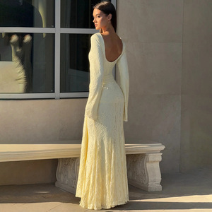 <span class=keywords><strong>Vestido</strong></span> Casual sin Espalda de Manga Larga con Cintura Alta, Tirantes, Sexy, con Encaje y Diseño de <span class=keywords><strong>Sirena</strong></span>, Ajustado, para Primavera/Otoño - Product Image 2