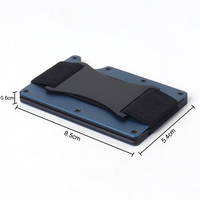 Portefeuille de carte de crédit en métal de haute qualité porte-carte en alliage d'aluminium avec sangle élastique en espèces blocage RFID mince peut contenir 20 cartes