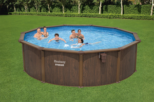 <span class=keywords><strong>Bestway</strong></span> 561CU 16ft Hydrium <span class=keywords><strong>Alberca</strong></span> Marco de pared de acero redondo al aire libre Familia Hierro Patrón de madera Juego de piscina - Product Image 2