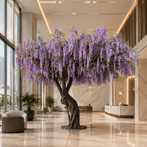 Grand arbre artificiel de glycine bleue, fleurs imposantes pour la décoration intérieure, grands arbres fleuris d'intérieur pour restaurants - Product Image 4