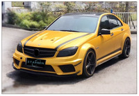 Kit carrosserie large pour Mercedes-Benz Classe C W204 C63 AMG 2008-2013 : pare-chocs avant et arrière larges, jupes latérales, capot et ailes