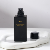 Flacons de parfum en verre rectangulaires noirs de luxe vides de 100 ml, 50 ml, 30 ml avec capuchon noir, directement de l'usine