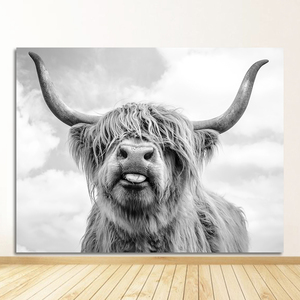 Pósteres e impresiones <span class=keywords><strong>de</strong></span> <span class=keywords><strong>animales</strong></span> <span class=keywords><strong>salvajes</strong></span>, <span class=keywords><strong>Cuadros</strong></span>, cuadro <span class=keywords><strong>de</strong></span> Arte <span class=keywords><strong>de</strong></span> pared para decoración para sala <span class=keywords><strong>de</strong></span> estar, pintura en lienzo <span class=keywords><strong>de</strong></span> vaca <span class=keywords><strong>de</strong></span> montaña Yak en blanco y negro - Product Image 6
