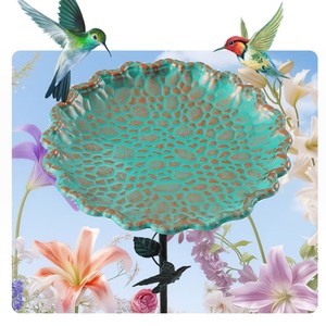 Vente flash : Mangeoire à oiseaux en métal antirouille en forme de feuille de lotus avec crochet de berger, ornements de jardin pour <span class=keywords><strong>d</strong></span>écorations extérieures pour <span class=keywords><strong>Amazon</strong></span> - Product Image 4