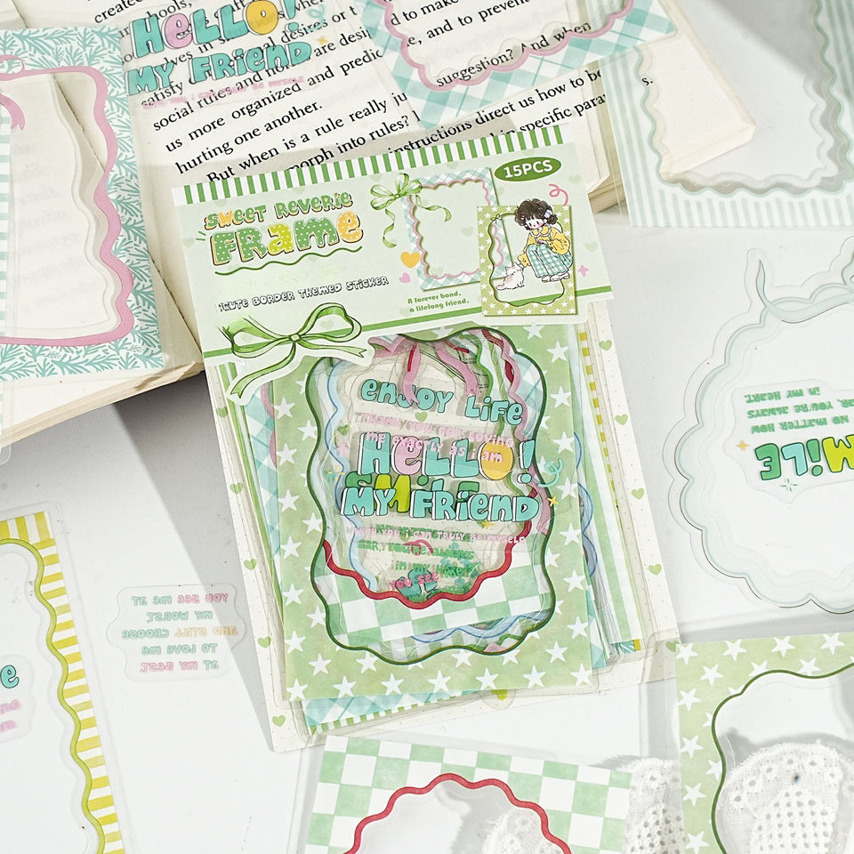 15 PET stickers per pack Sweet Dream imprint series cute borders DIY ...