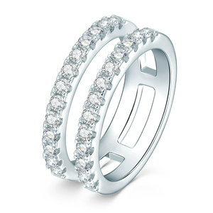 Anillo de Eternidad de Doble Círculo con Diamantes Naturales en Plata de Ley 925, Joyería Fina Moderna, Unisex, para Regalo - Product Image 1