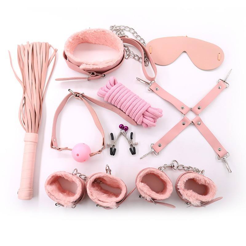 Ensemble 10 pièces en fourrure rose avec plumes