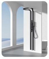 Noir multifonction salle de bain cascade pluie panneau de douche colonne arroseur Massage ensemble système acier inoxydable