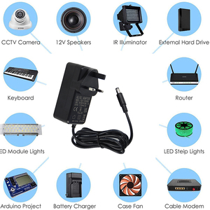 <b>12V</b> 2A DC Power <b>Adapter</b> AC to DC Wall Plug Charger with UK Plug 3-Year Warranty Fireproof ABS+PC Material Black - Product Image 5